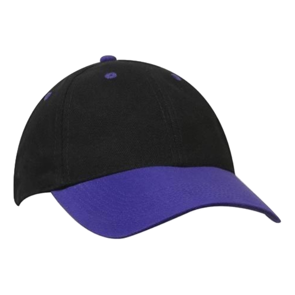 Brushed Heavy Cotton Cap, Colour: Black/Purple