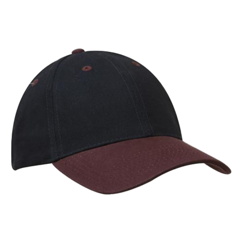 Brushed Heavy Cotton Cap, Colour: Navy/Maroon