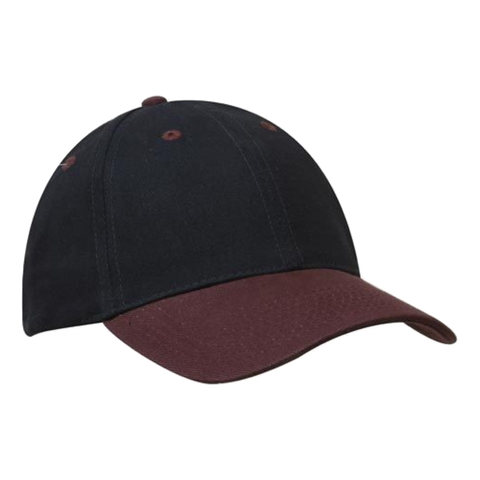 Image of Brushed Heavy Cotton Cap, Colour: Navy/Maroon