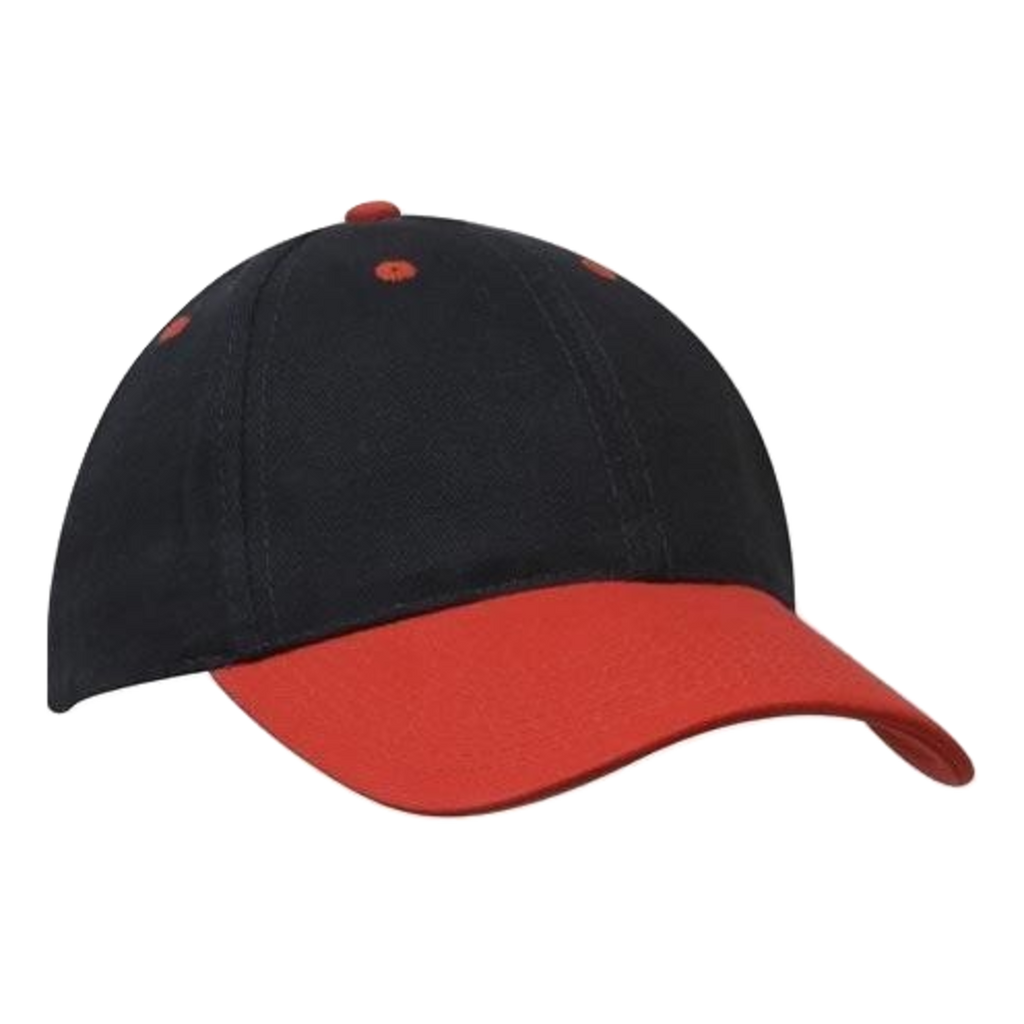 Brushed Heavy Cotton Cap, Colour: Navy/Red