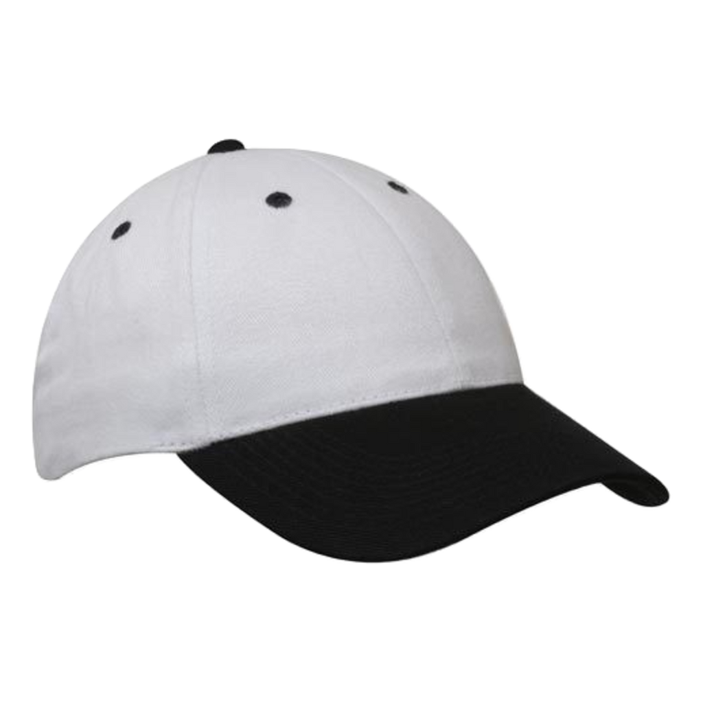 Brushed Heavy Cotton Cap, Colour: White/Black
