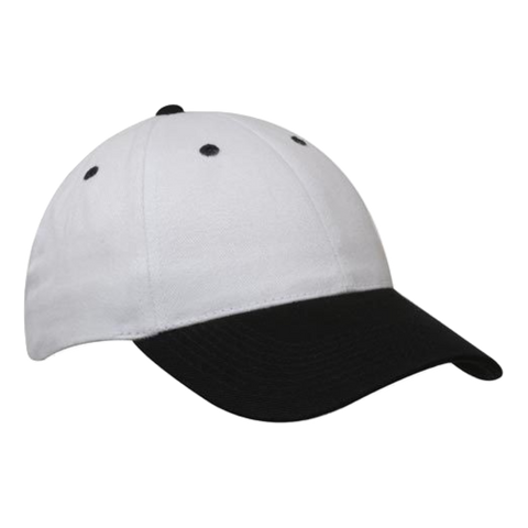 Image of Brushed Heavy Cotton Cap, Colour: White/Black