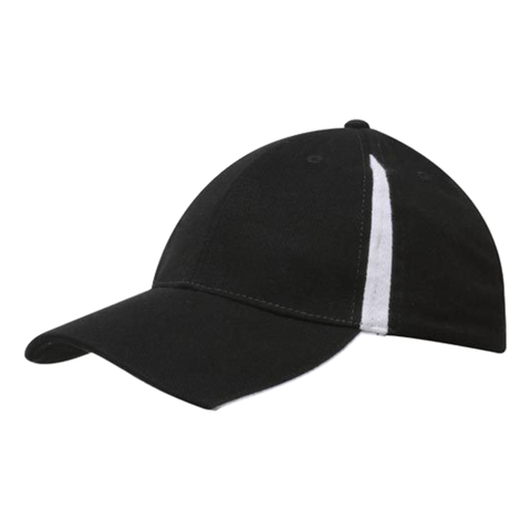 Image of Brushed Heavy Cotton with Inserts on Peak and Crown, Colour: Black/White