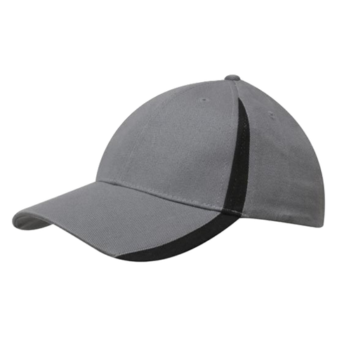 Image of Brushed Heavy Cotton with Inserts on Peak and Crown, Colour: Charcoal/Black