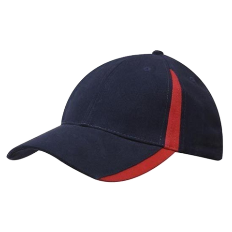 Image of Brushed Heavy Cotton with Inserts on Peak and Crown, Colour: Navy/Red