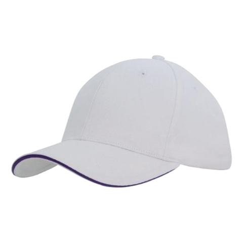 Image of Brushed Heavy Cotton with Sandwich Trim, Colour: White/Purple
