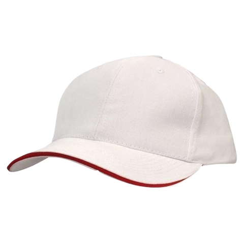 Image of Brushed Heavy Cotton with Sandwich Trim, Colour: White/Red