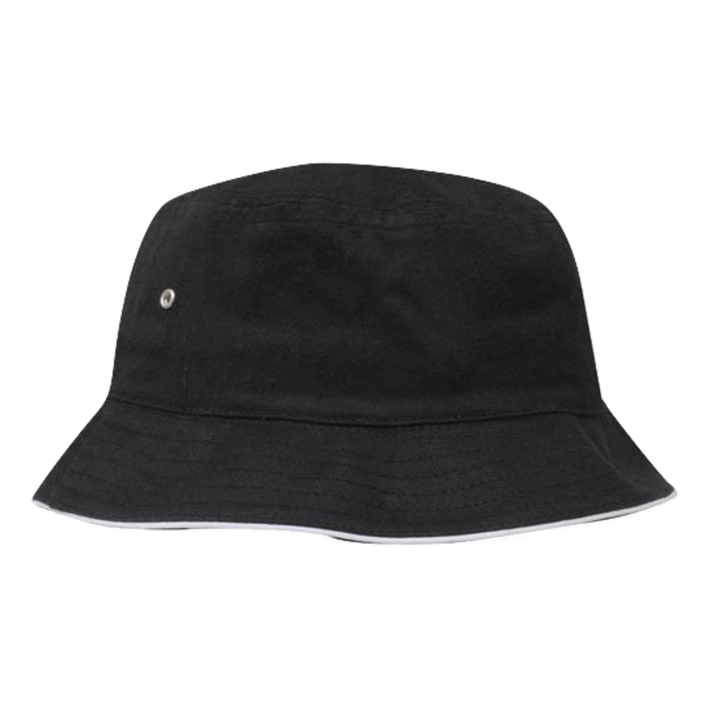 Brushed Sports Twill Bucket Hat, Size: L/XL, Colour: Black/White