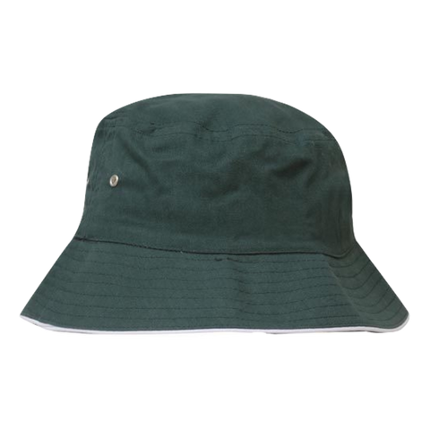 Image of Brushed Sports Twill Bucket Hat, Size: L/XL, Colour: Bottle/White