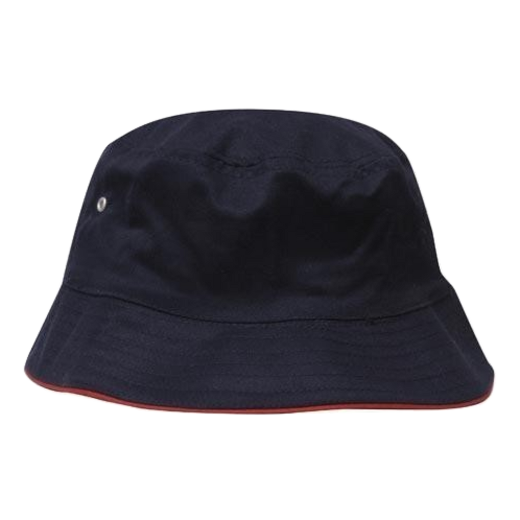Brushed Sports Twill Bucket Hat, Size: L/XL, Colour: Navy/Red