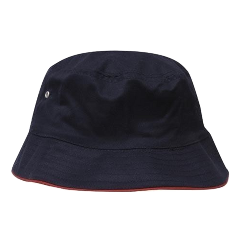 Image of Brushed Sports Twill Bucket Hat, Size: L/XL, Colour: Navy/Red