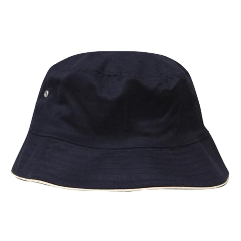 Image of Brushed Sports Twill Bucket Hat, Size: L/XL, Colour: Navy/White