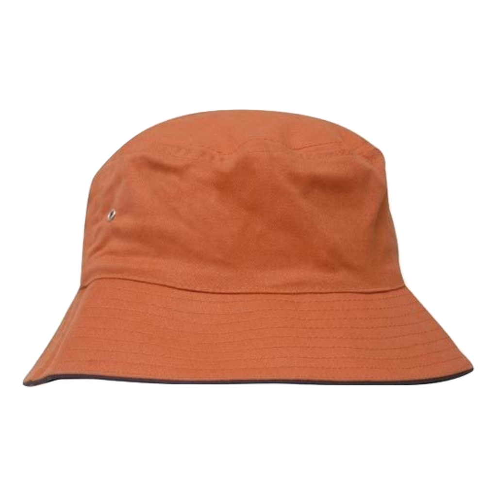 Brushed Sports Twill Bucket Hat, Size: L/XL, Colour: Orange/Navy