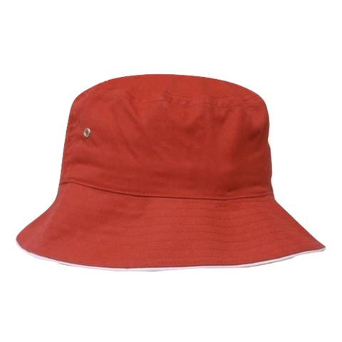 Image of Brushed Sports Twill Bucket Hat, Size: L/XL, Colour: Red/White