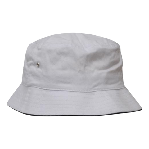 Image of Brushed Sports Twill Bucket Hat, Size: L/XL, Colour: White/Navy