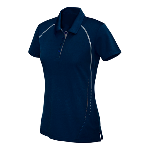 Image of Womens Cyber Polo, Colour: Navy/Silver