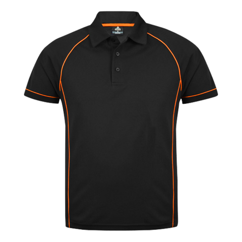 Image of Mens Endeavour Polo, Colour: Black/Fluro Orange