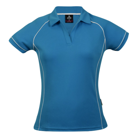 Image of Womens Endeavour Polo, Colour: Pacific Blue/White
