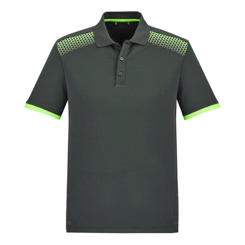 Image of Mens Galaxy Polo, Colour: Grey/Fl Lime