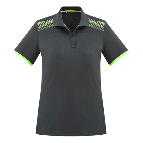Image of Womens Galaxy Polo, Colour: Grey/Fl Lime