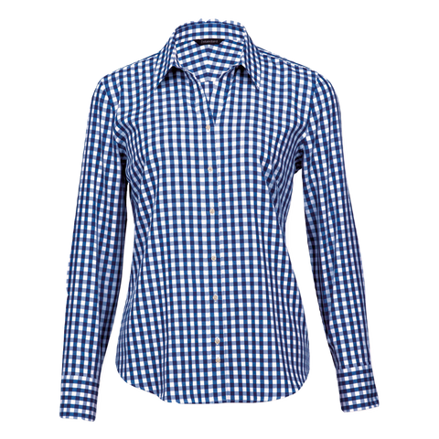 Image of Womens Hartley Check Shirt, Colour: Navy/White