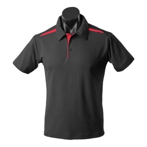 Image of Mens Paterson Polo, Colour: Black/Red