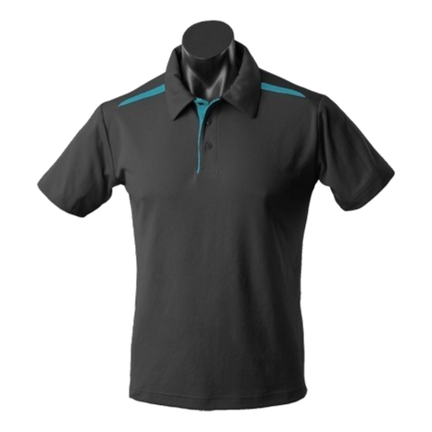 Image of Mens Paterson Polo, Colour: Black/Teal
