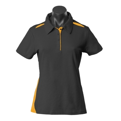 Image of Womens Paterson Polo, Colour: Black/Gold