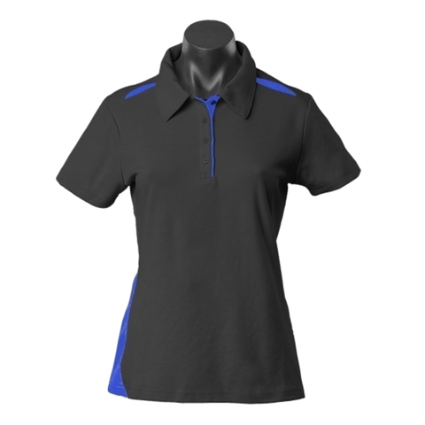 Image of Womens Paterson Polo, Colour: Black/Royal