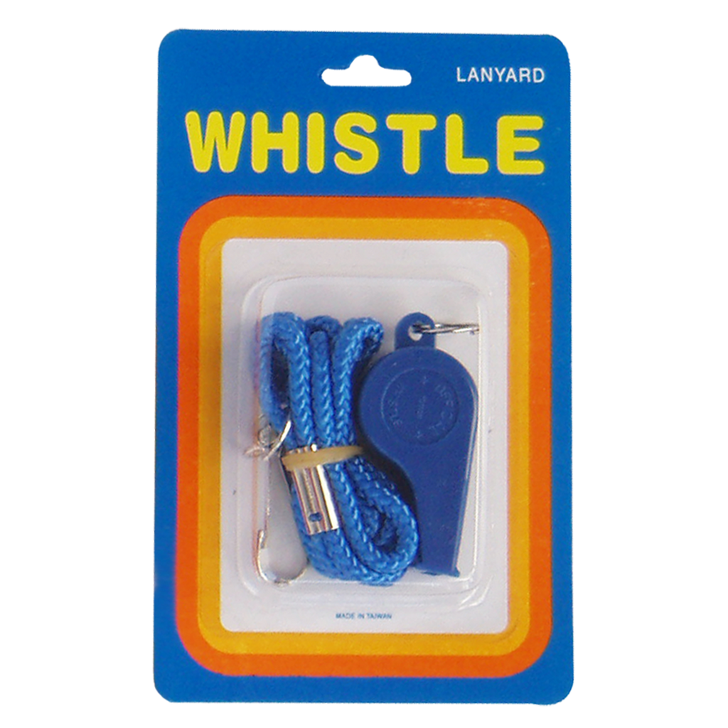 Plastic Whistle, Size: Small (Single with Lanyard, Blister Pack)