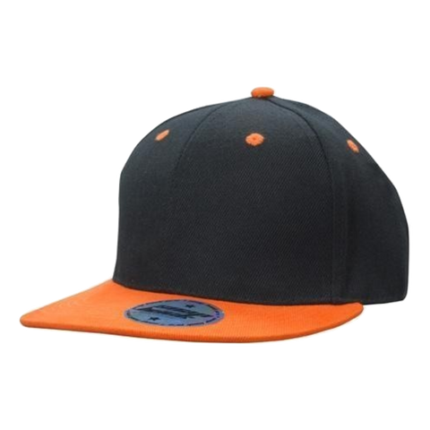 Image of Premium American Twill Youth Size with Snap Back Pro Junior Styling, Colour: Black/Orange