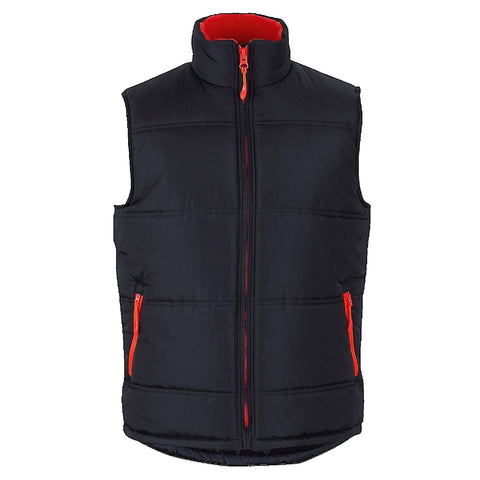 Image of Adults Puffer Contrast Vest, Colour: Black/Red