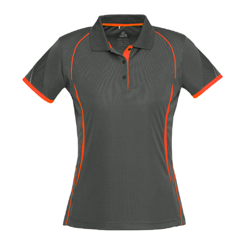 Image of Womens Razor Polo, Colour: Grey/Fl Orange