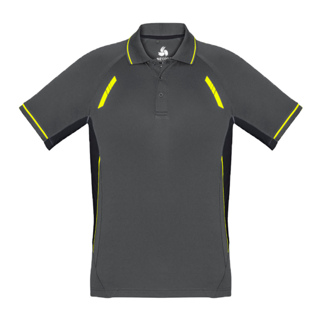Mens Renegade Polo, Colour: Grey/Black/Fl Yellow