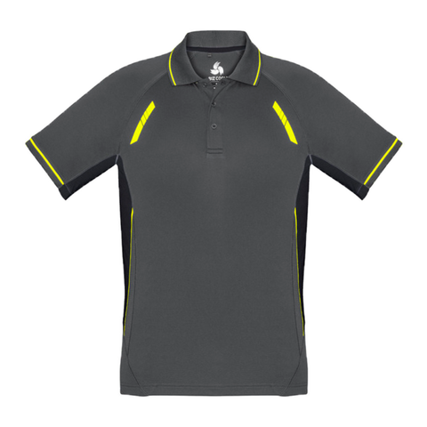 Image of Mens Renegade Polo, Colour: Grey/Black/Fl Yellow