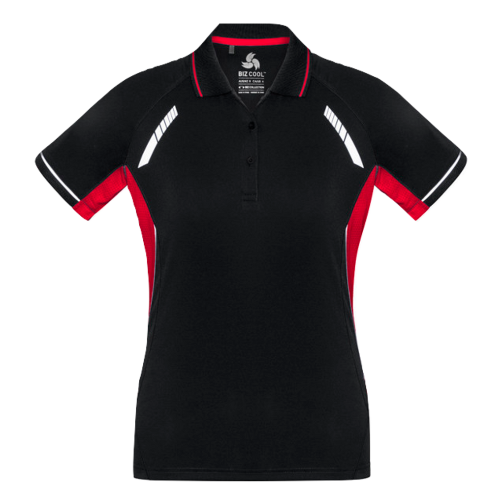 Womens Renegade Polo, Colour: Black/Red/Silver