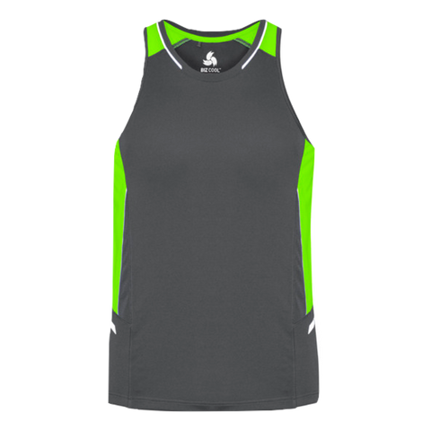 Image of Mens Renegade Singlet, Colour: Grey/Fl Lime/Silver