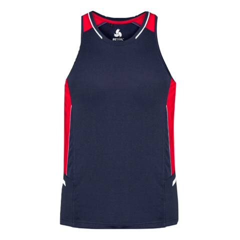 Image of Mens Renegade Singlet, Colour: Navy/Red/Silver