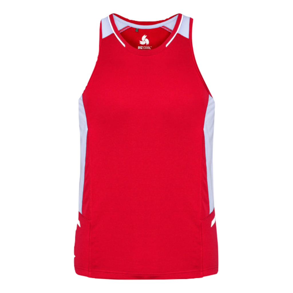 Mens Renegade Singlet, Colour: Red/White/Silver