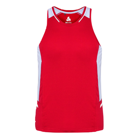 Image of Mens Renegade Singlet, Colour: Red/White/Silver