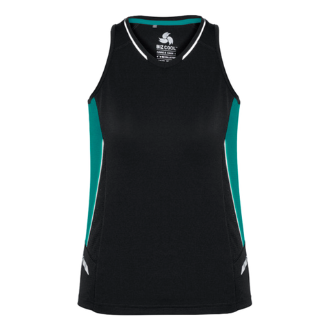 Image of Womens Renegade Singlet, Colour: Black/Teal/Silver