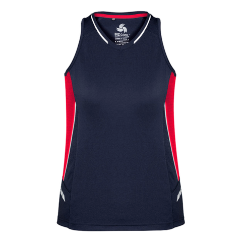 Image of Womens Renegade Singlet, Colour: Navy/Red/Silver
