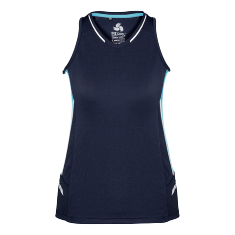 Image of Womens Renegade Singlet, Colour: Navy/Sky/Silver