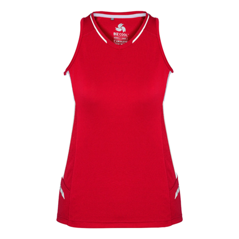 Image of Womens Renegade Singlet, Colour: Red/White/Silver
