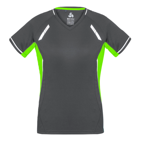 Image of Womens Renegade Tee, Colour: Grey/Fl Lime/Silver