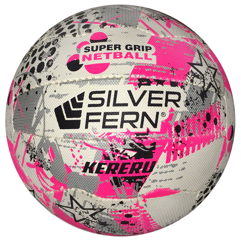 Image of Silver Fern Kereru Netball, Size: 4, Colour: White-Pink/Silver
