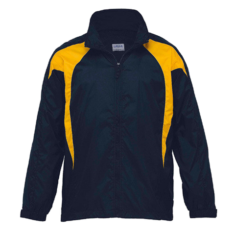 Image of Womens Spliced Zenith Jacket, Colour: Navy/Gold
