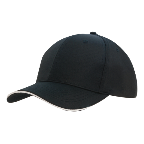 Image of Sports Ripstop with Sandwich Trim, Colour: Black/White