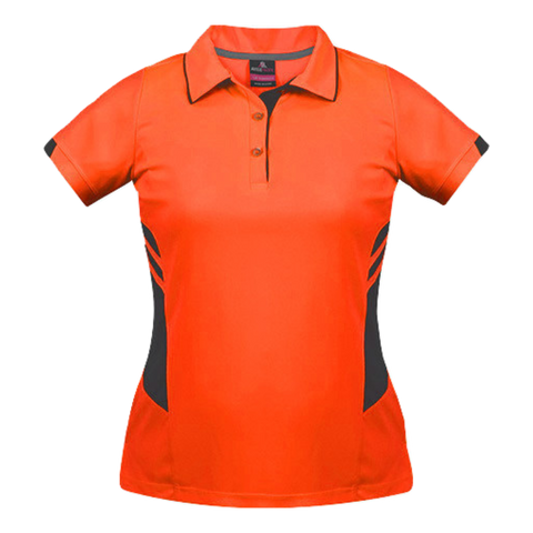 Image of Womens Tasman Polo, Colour: Neon Orange/Slate