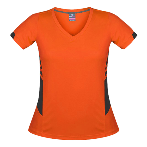 Image of Womens Tasman Tee, Colour: Neon Orange/Slate
